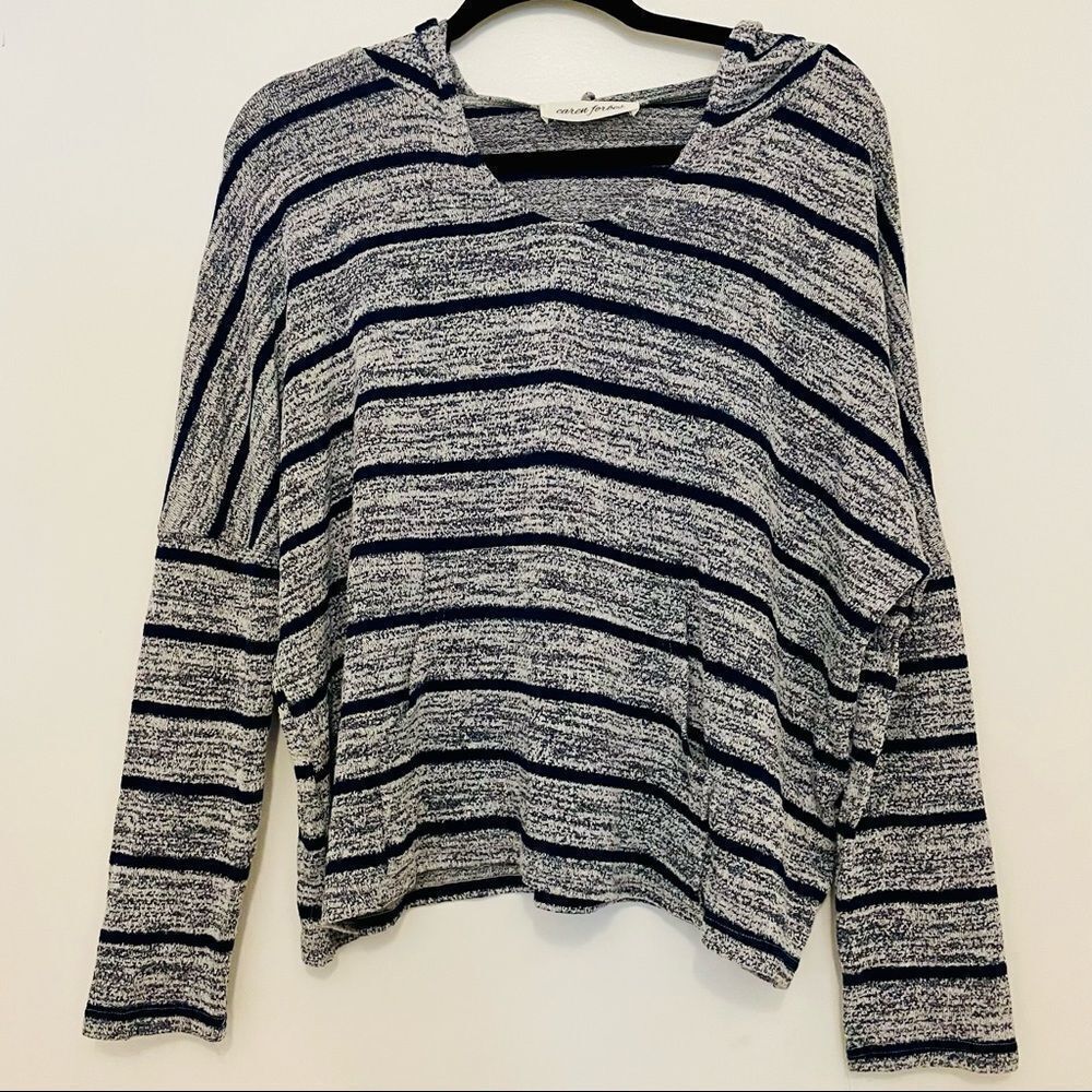 Grey & Navy Stripe Top